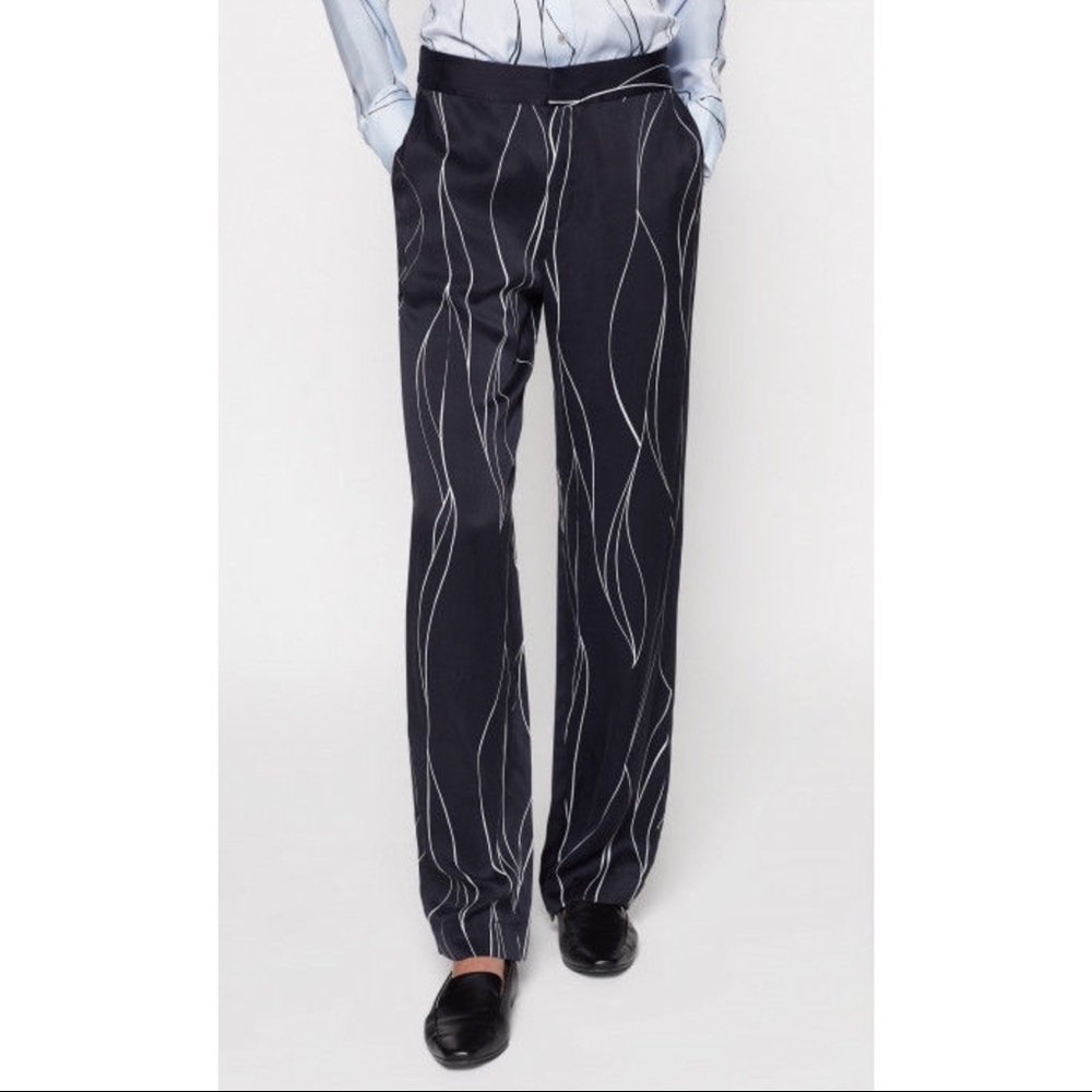 Equipment Lita Trouser Silk Blend Eclipse Straight Leg Pants Black / White NEW